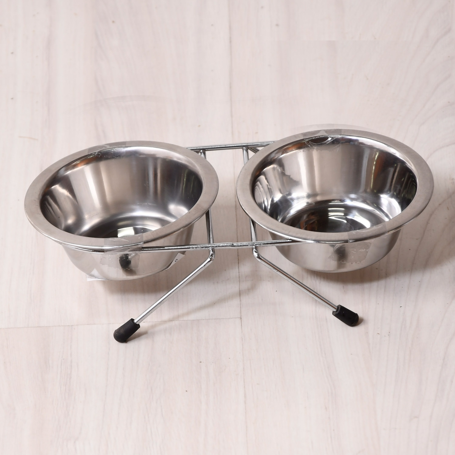 COMEDOURO PET INOX DUPLO COM SUPORTE 180ML - INOX (SC)