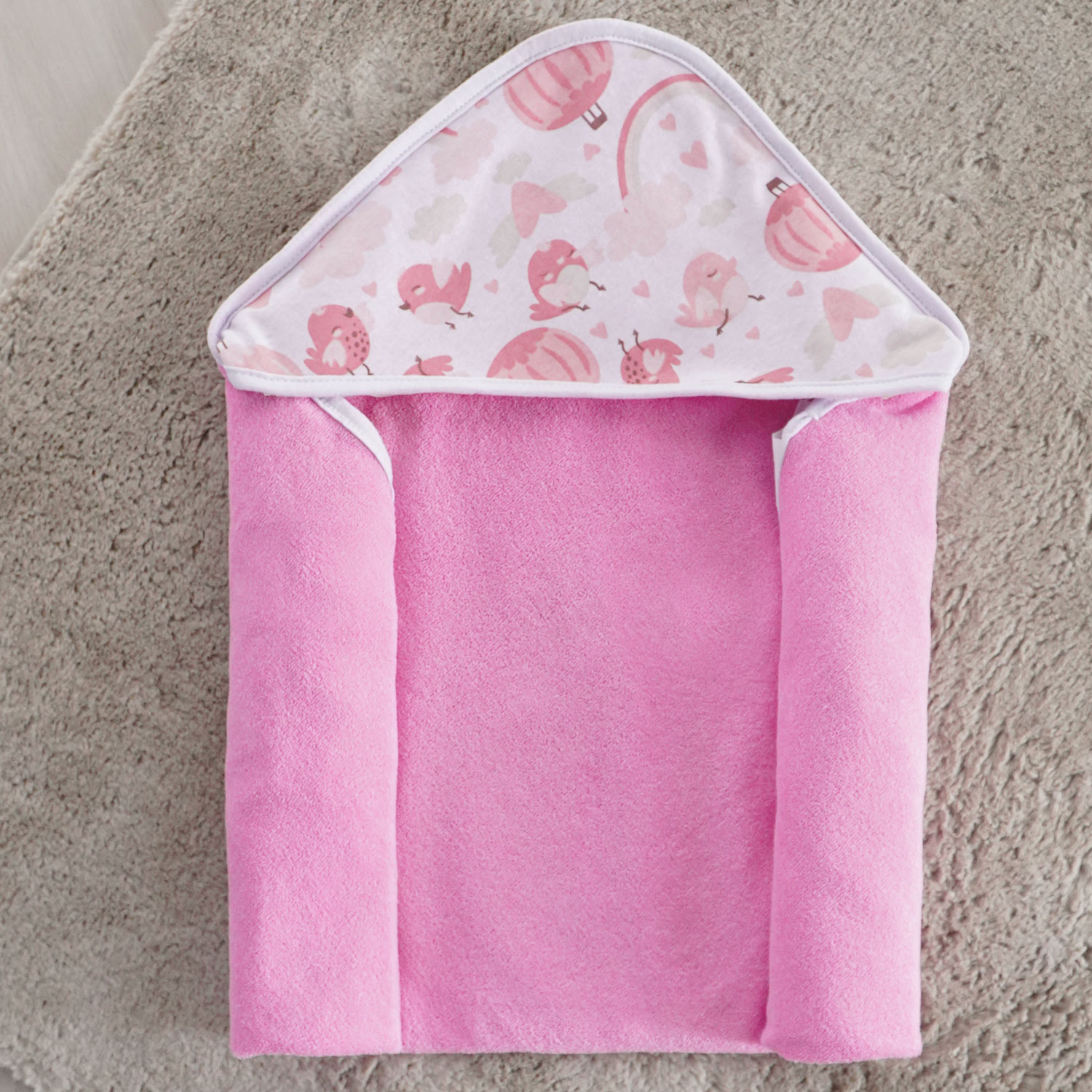 TOALHA COM CAPUZ 70cm x 70cm -  ROSA (SC)