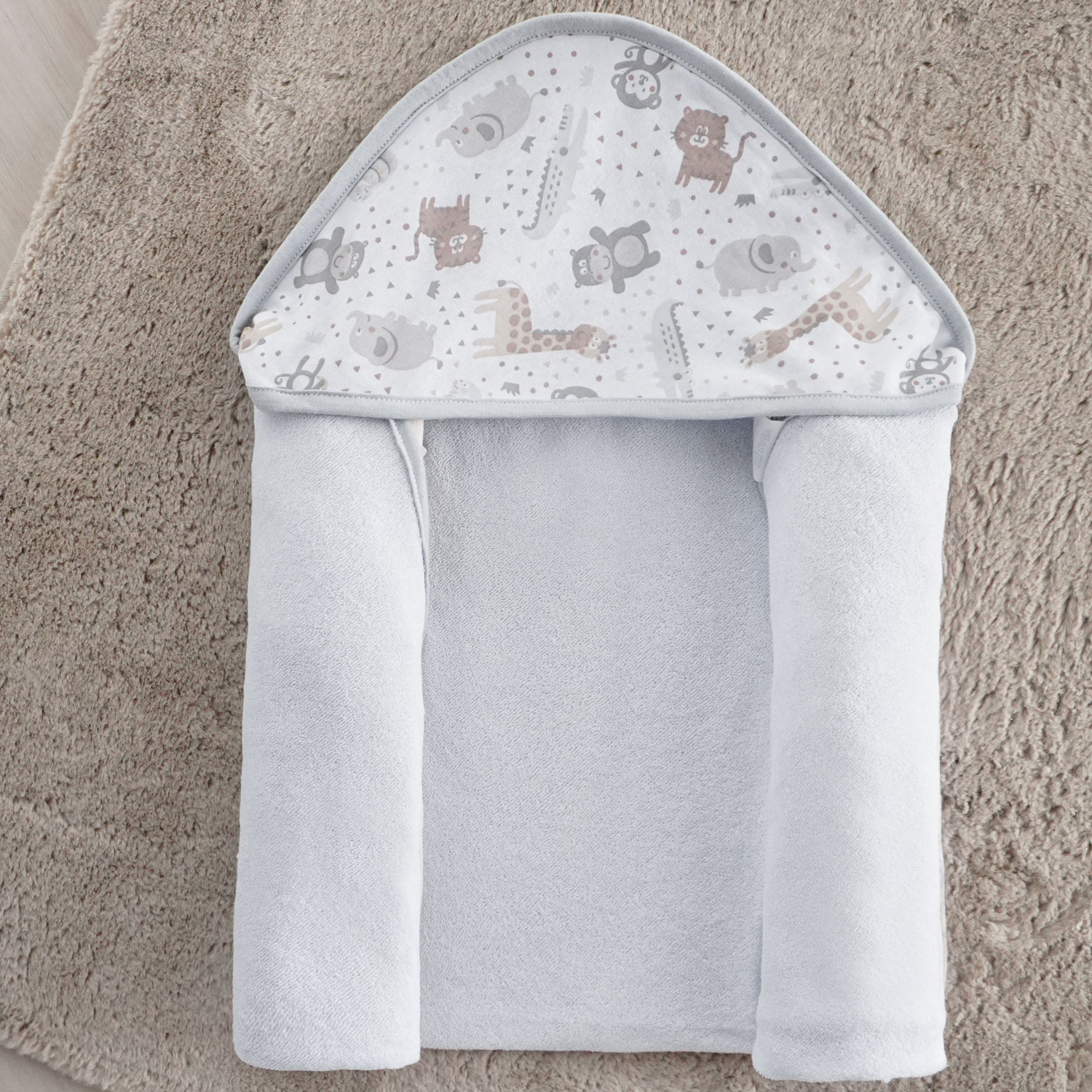 TOALHA COM CAPUZ 70cm x 70cm -  CINZA (SC)