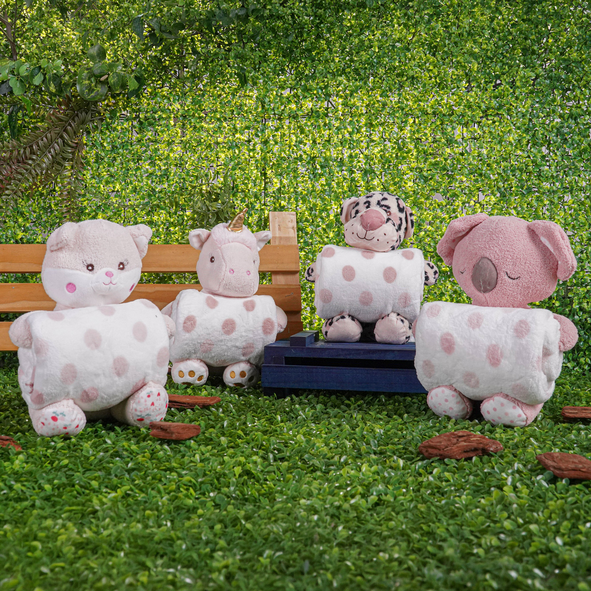 BICHINHO DE PELUCIA 26cm COM MANTA 1,00m x 75cm - FLORESTA MÁGICA (SC)