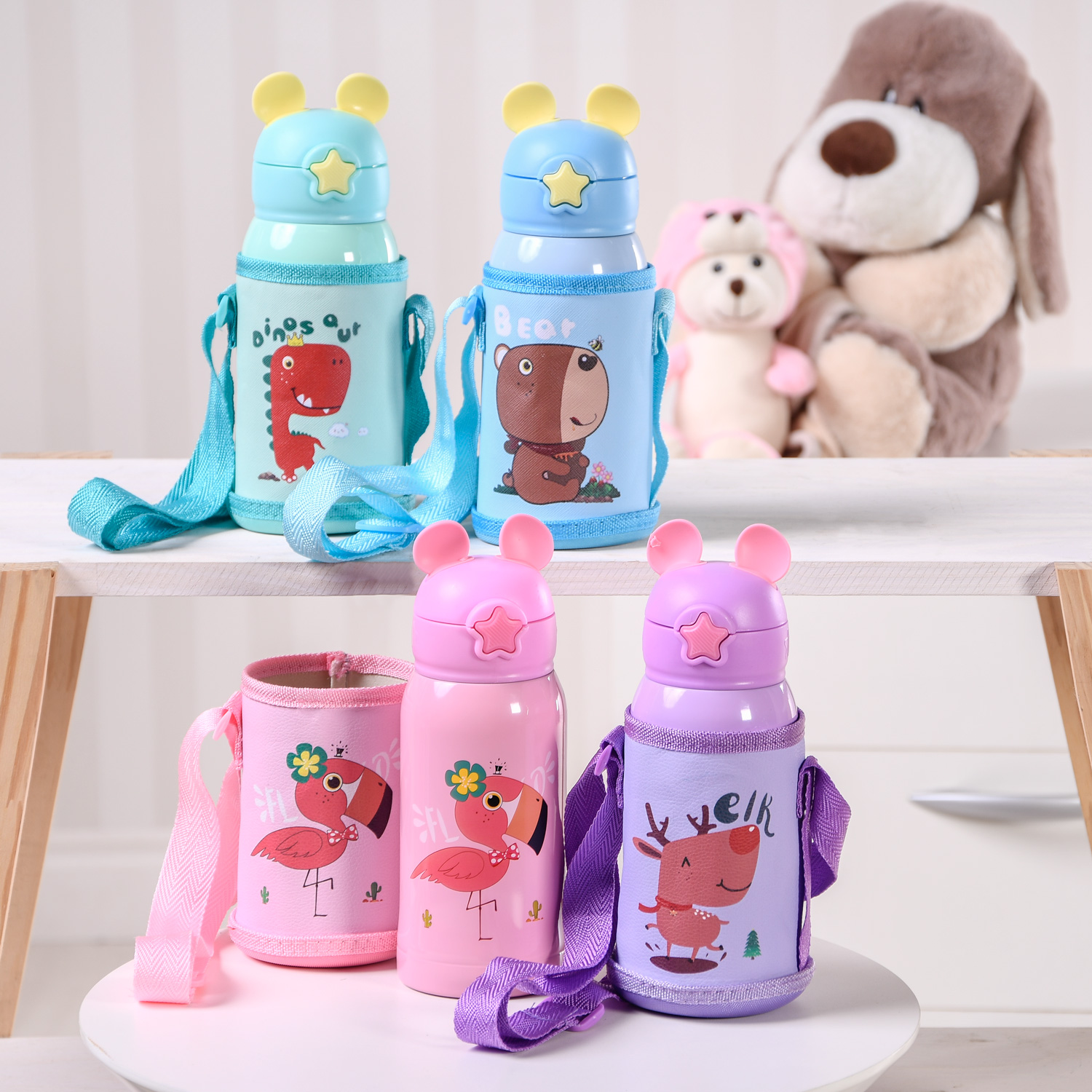 COPO TÉRMICO INFANTIL COM SUPORTE 500ml - SORTIDO (SC)
