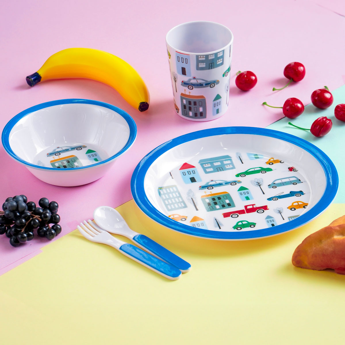 KIT ALIMENTAÇÃO 5 PEÇAS MELAMINA - SORTIDO (SC)